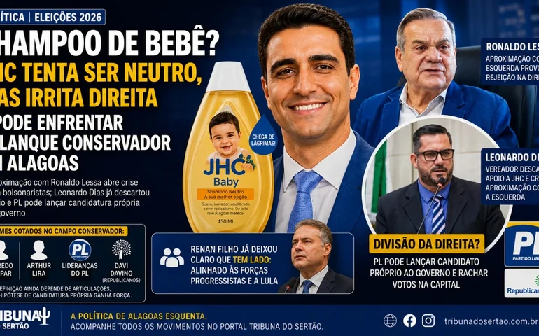 Shampoo de bebê? JHC tenta ser neutro, mas irrita direita e pode enfrentar palanque conservador em Alagoas