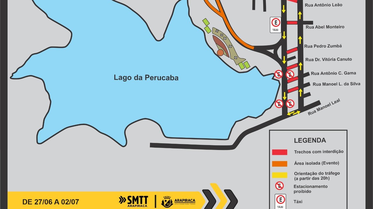 SMTT realiza mudanças no tráfego durante shows no Lago da Perucaba