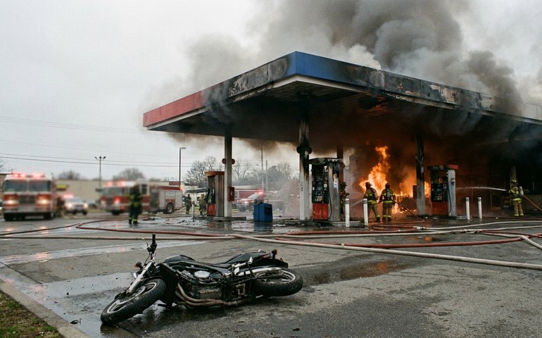 Motociclista incendeia posto após alegar gasolina adulterada