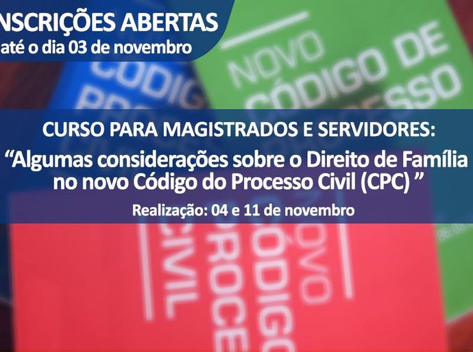 Esmal promove curso sobre Direito de Família e novo CPC em novembro