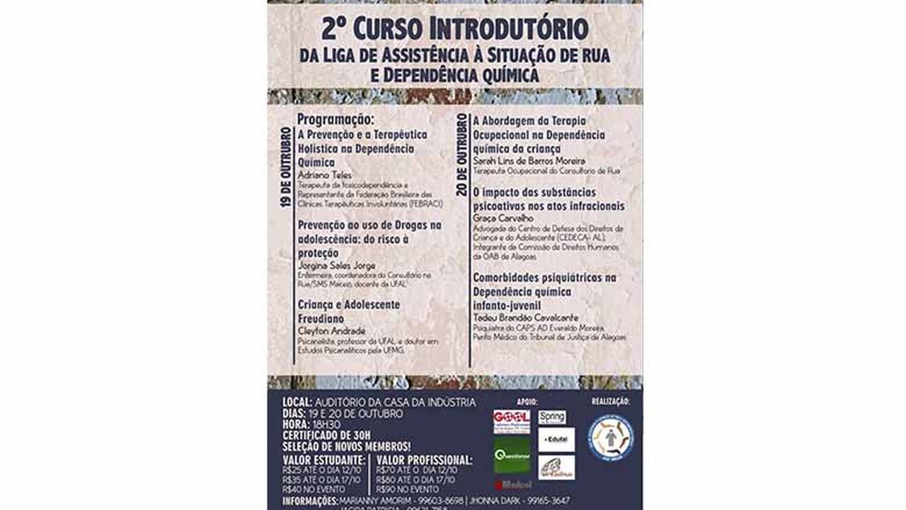 Lasd promove curso  com o tema “Infância e juventude na dependência química: uma abordagem multidisciplinar”