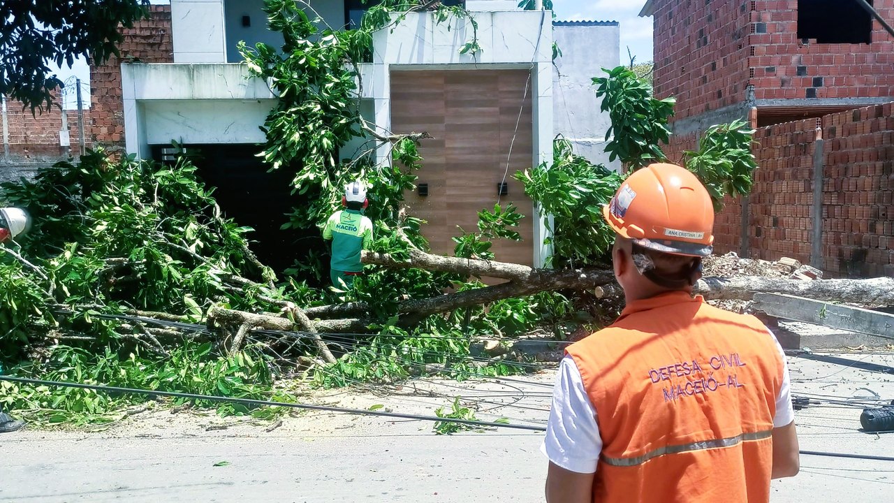 Defesa Civil de Maceió registra três ocorrências após ventos fortes no fim de semana
