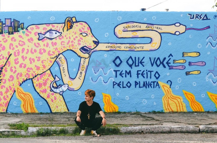 Com apoio do Governo de Alagoas, artista Ursa leva arte e conscientização ambiental à Escola Estadual