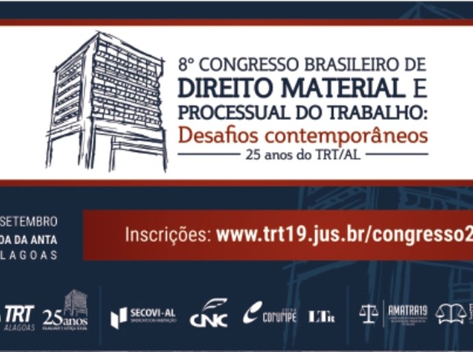 TRT/AL abre inscrições para o Congresso Brasileiro de Direito Material e Processual do Trabalho
