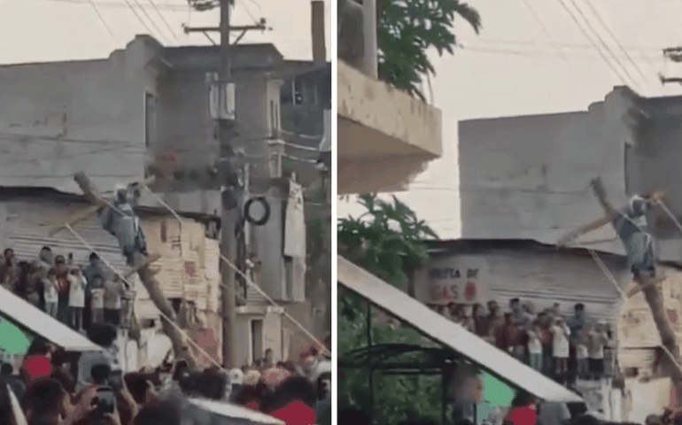 Semana Santa: homem que interpretava Jesus leva choque durante crucificação, na Guatemala
