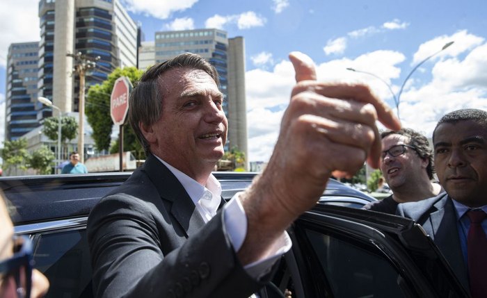 Bolsonaro em um dos depoimentos na Polícia Federal em Brasília