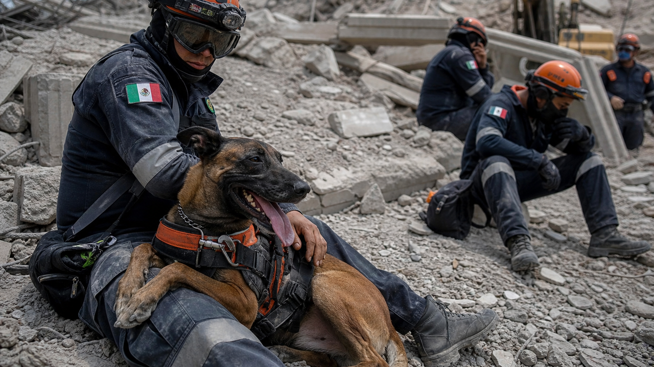 Heróis de 4 patas: cães de resgate mexicanos fazem pausa após buscas na Venezuela