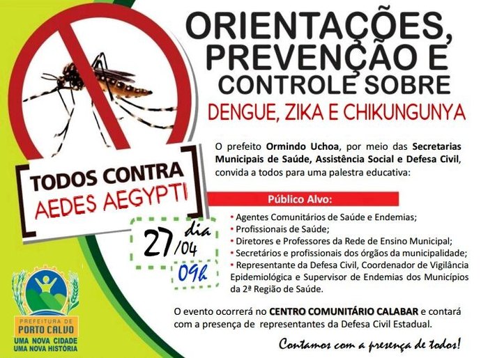 Porto Calvo promove palestra incentivando o combate ao Aedes aegypti