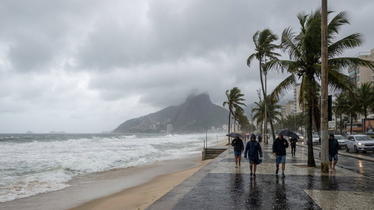 Rio terá sábado nublado, com chuva ao longo do dia e ventos de até 76 km/h