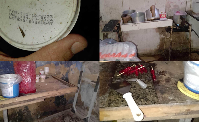 Local funcionava em condições insalubres e com ausência de boas práticas sanitárias. Local funcionava em condições insalubres e com ausência de boas práticas sanitárias.