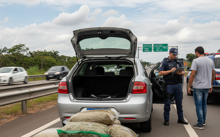 PRF apreende 334 kg de maconha na Dutra, em Itatiaia
