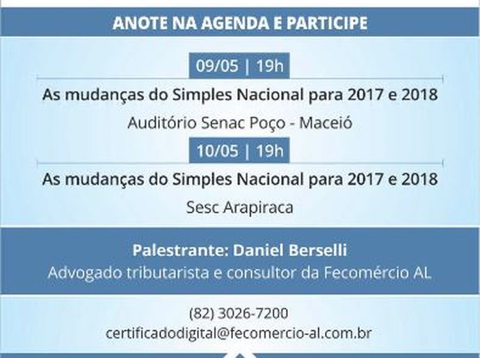 Palestra gratuita abordará as mudanças do Simples Nacional