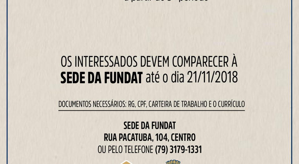 Fundat oportunidade de emprego / Foto: Fundat
