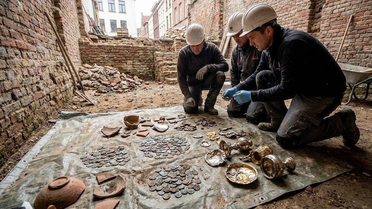 O que será feito com tesouro encontrado por pedreiros em cidade da Bélgica?