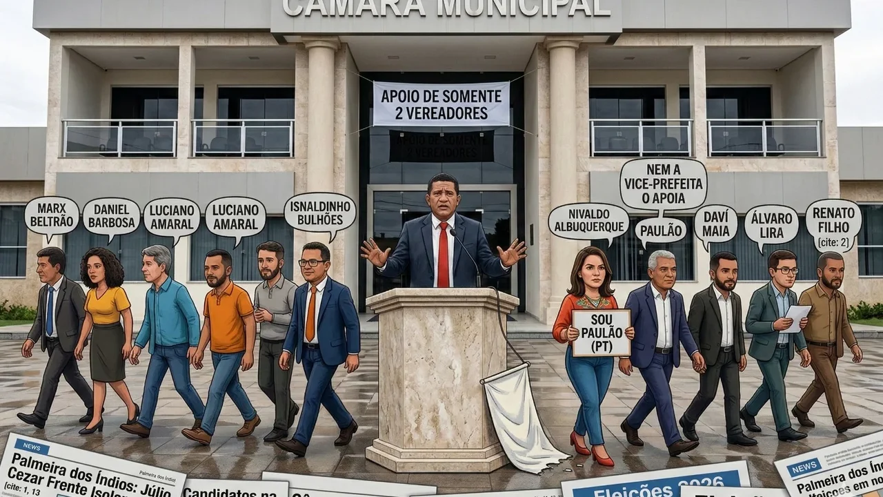 Júlio Cezar enfrenta isolamento em Palmeira: 11 de 15 vereadores apoiam outros e nem a vice da tia o segue para federal