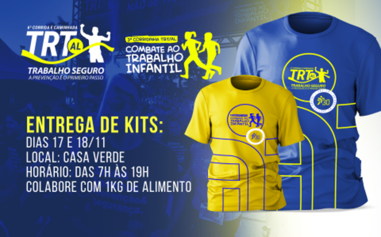 6ª Corrida TRT/AL Trabalho Seguro; largada da prova kids às 15h30; Geral, às 16h