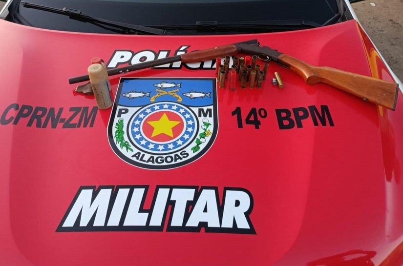 Homem é preso pela PM-AL por posse ilegal de arma de fogo em Jundiá
