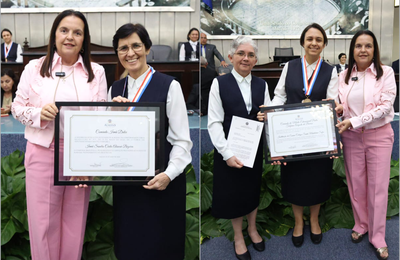 Parlamento da ALE homenageia Colégio Santa Madalena Sofia pelos 60 anos e irmã Sandra Alencar