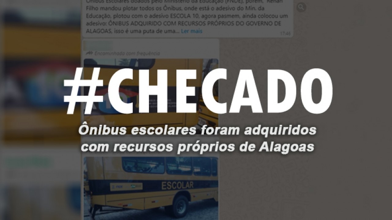 Checado: ônibus escolares padronizados pelo FNDE foram comprados com recursos próprios de Alagoas
