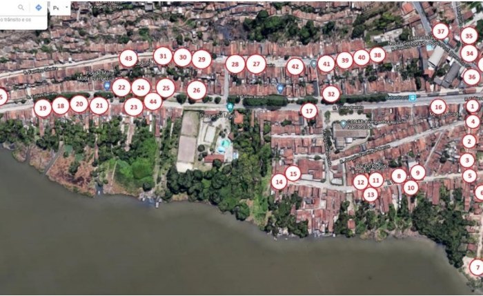 Distribuição das edificações que foram inspecionadas em estudo