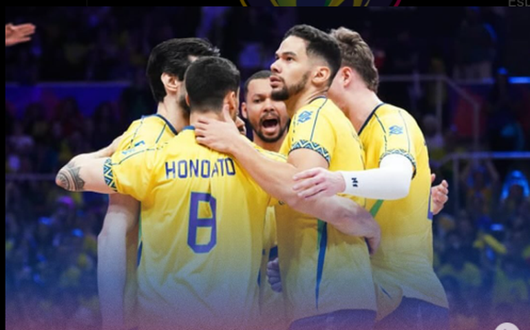 Brasil faz seu melhor jogo na Liga das Nações de vôlei e tira invencibilidade da Eslovênia
