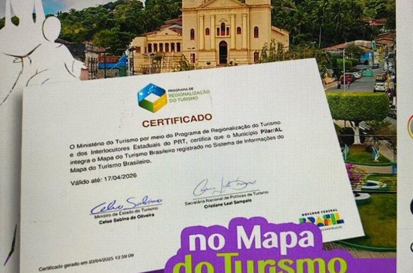 Pilar comemora ação do Ministério do Turismo que lhe credencia mais uma vez no Mapa do Turismo Nacional