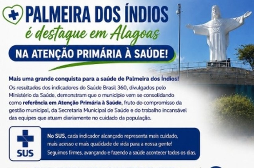 Ministério da Saúde destaca Palmeira entre os melhores municípios do estado em Atenção Primária à Saúde