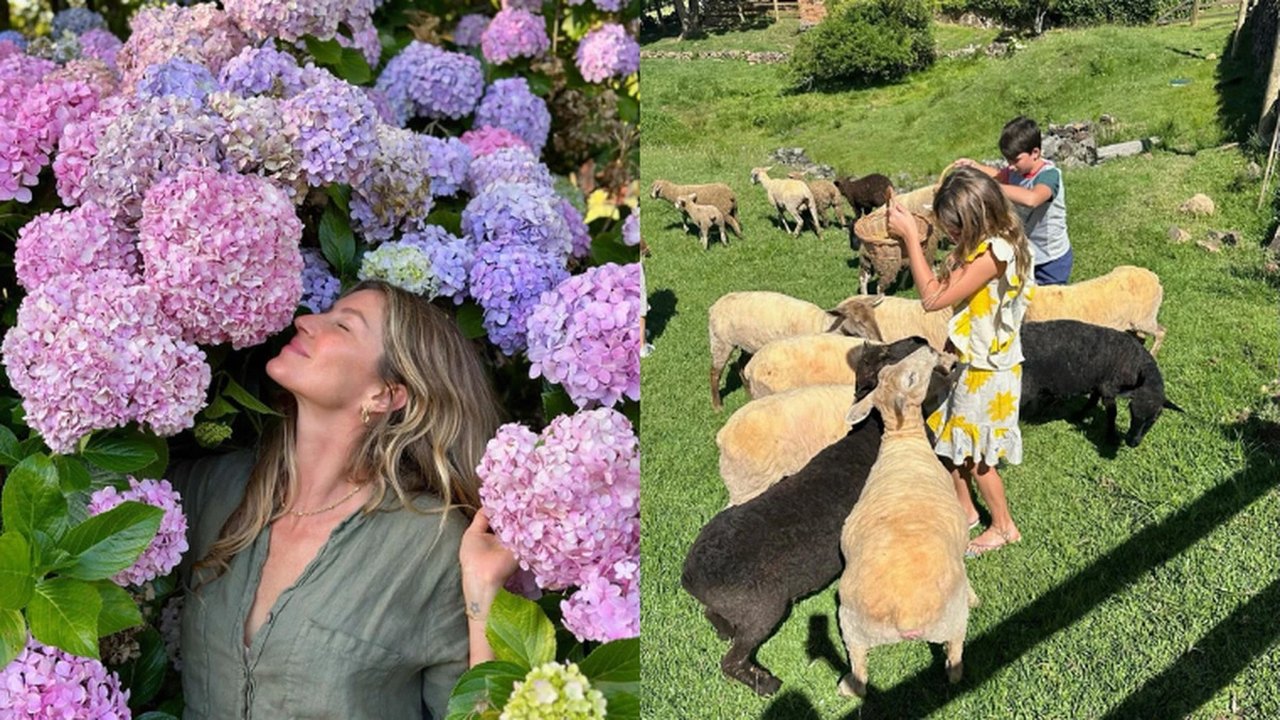 Gisele Bündchen compartilha fotos de viagem com os filhos ao RS
