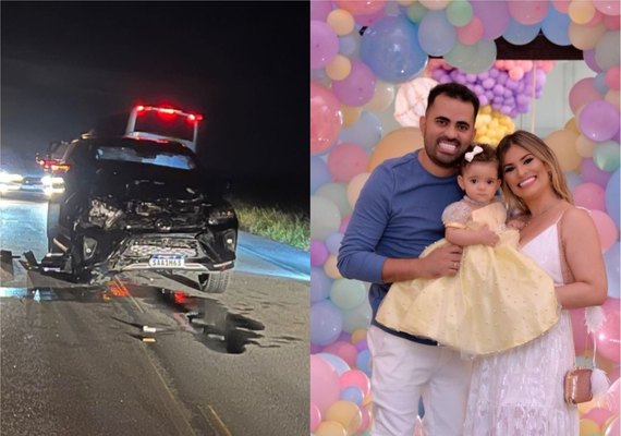 Roninho e Maluzinha sofrem acidente de carro em Maceió; filha de um ano estava no veículo