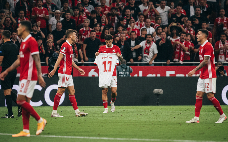 Torcida do Benfica critica lateral após pedido de camisa a Vini Jr.