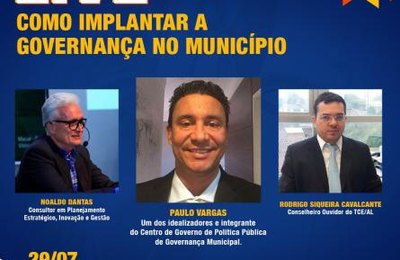 TCE realiza live sobre como implantar a Governança no Município nesta quarta