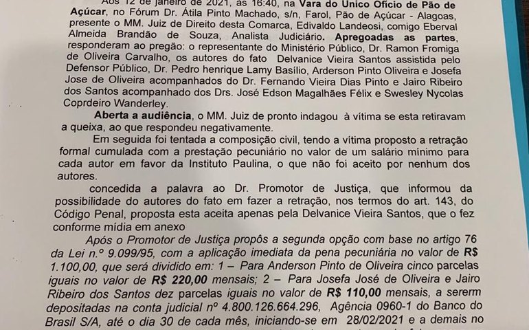 Justiça determina retratação de autores de fake news contra ex-primeira-dama de Pão de Açúcar