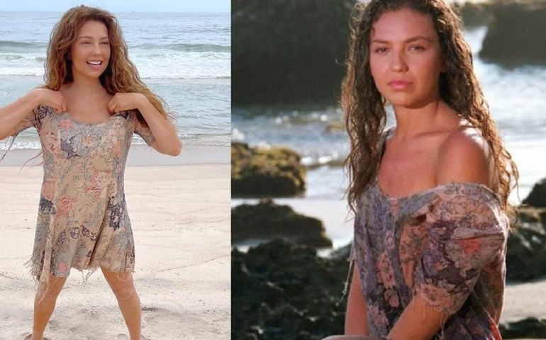 Thalia se caracteriza de Marimar com vestido original da personagem