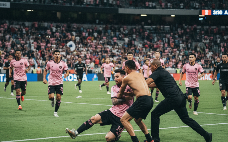 Torcedores invadem campo, derrubam Messi e amistoso do Inter Miami vira caos em Porto Rico