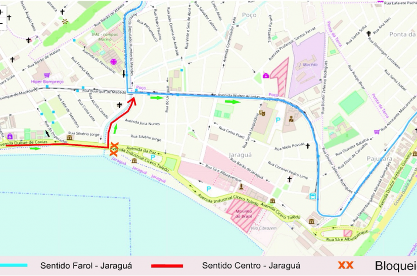 Linhas de ônibus terão mudanças no itinerário neste sábado em Maceió