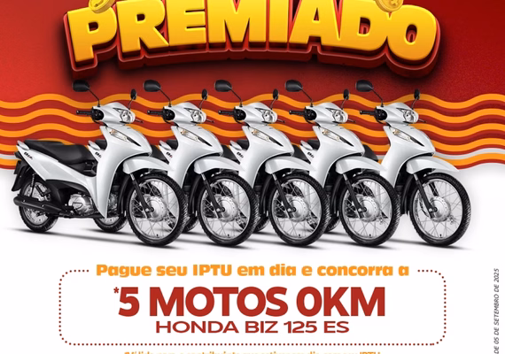 Prefeitura de Penedo lança Programa IPTU Premiado com sorteio de cinco motos