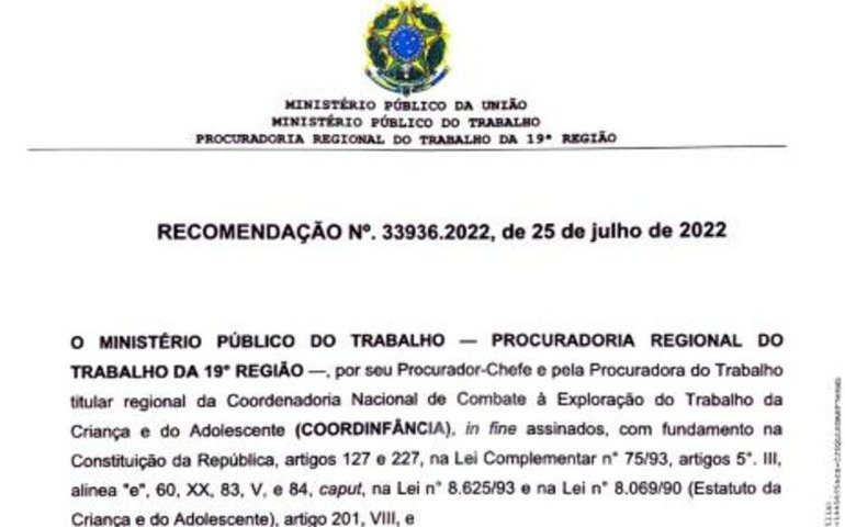 Órgãos discutirão com o presidente do TRE/AL medidas de combate ao trabalho de menores de 18 anos nas eleições 2022