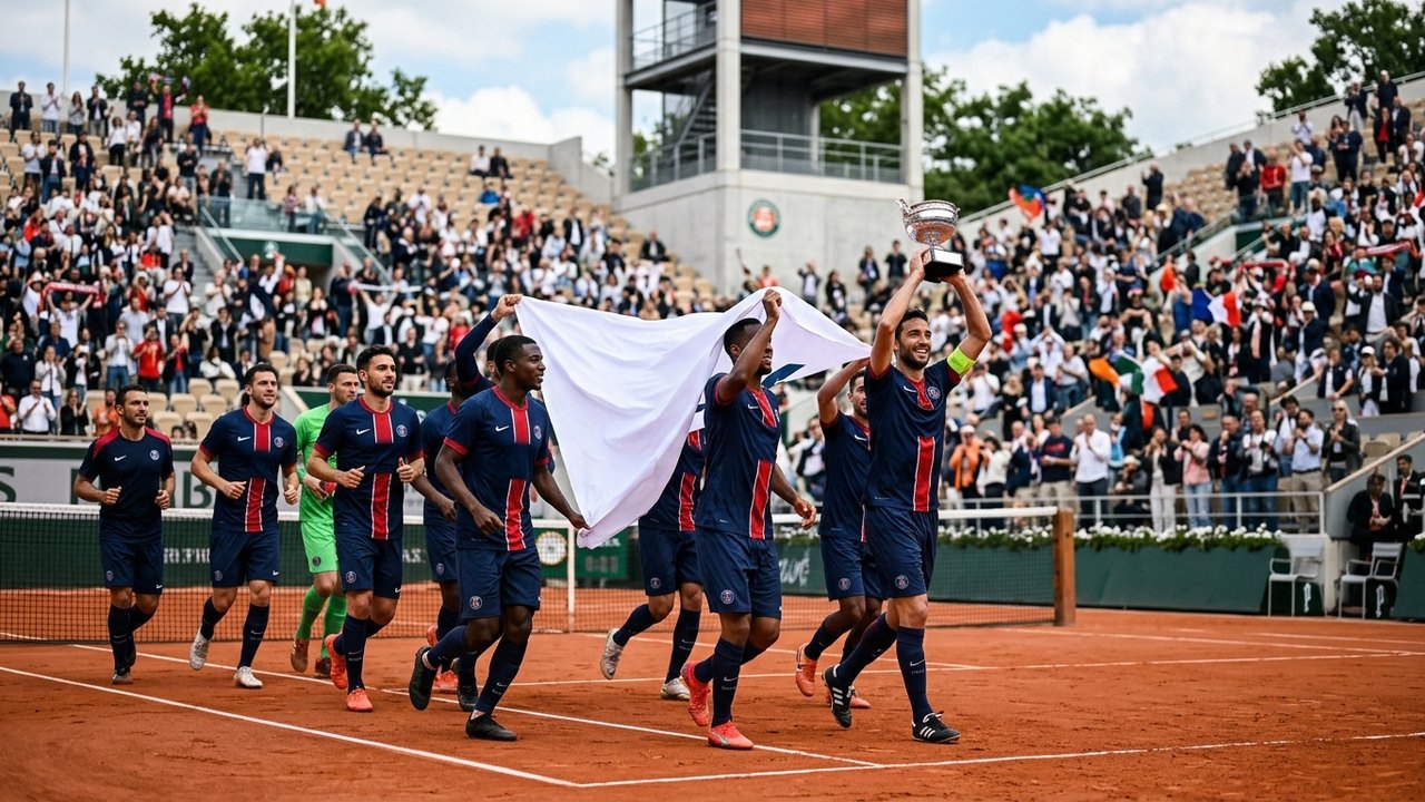 Jogadores do PSG celebram título da Liga dos Campeões com volta olímpica em Roland Garros