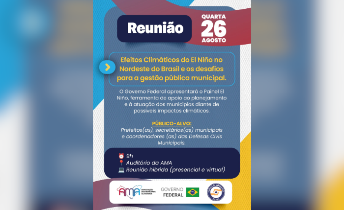 Reunião contará com participação de órgãos federais ligados à proteção e defesa civil