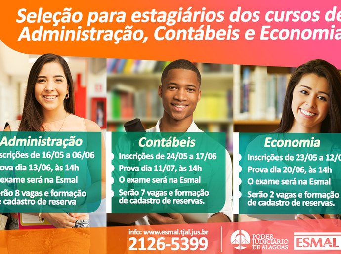 Esmal inscreve para estágio em Ciências Contábeis, Economia e Administração