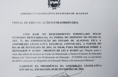 Assembleia Legislativa faz sessão nesta quarta-feira para apreciar rateio do Fundeb 
