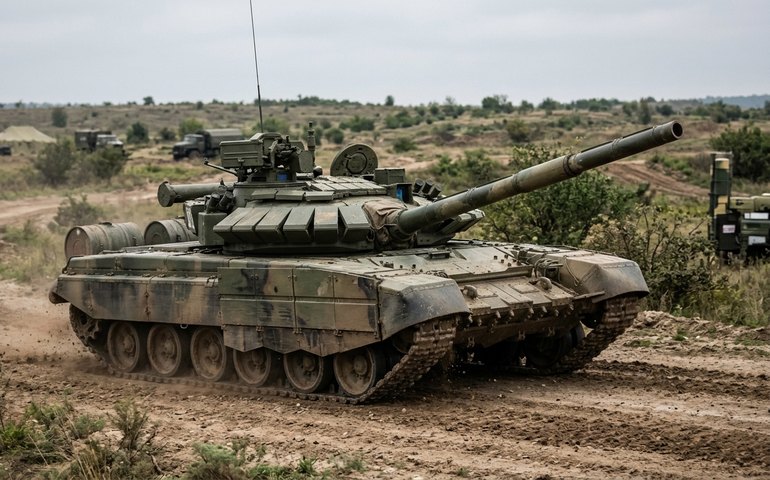 Tanques russos T-80BVM aprimoram técnicas de combate em zona de operação militar