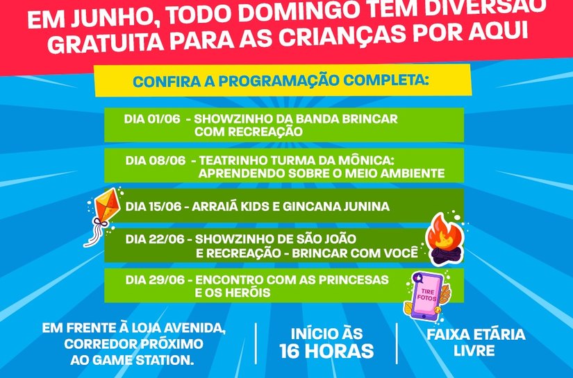 Shopping Pátio Maceió promove programação infantil gratuita aos domingos