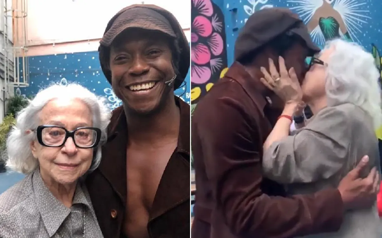 Fernanda Montenegro se emociona com ator que interpreta Milton em musical