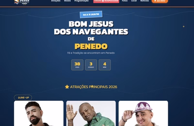 Prefeitura de Penedo lança site do Bom Jesus 2026 com sistema moderno de hospedagens integrado