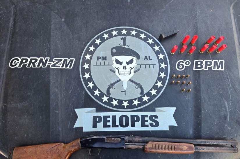 Polícia Militar apreende espingarda de grosso calibre e cumpre mandado de prisão no interior de Alagoas
