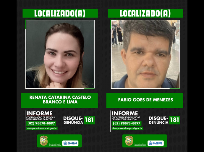 Polícia Civil localiza duas pessoas desaparecidas em Maceió após investigação