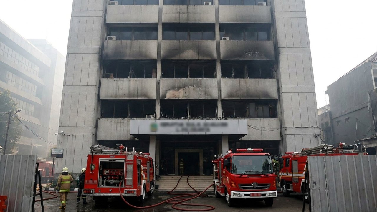 Incêndio danifica prédio do serviço de impostos na capital da Indonésia
