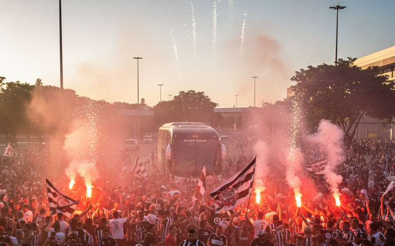 Torcida do Corinthians faz festa em frente ao CT antes da final da Copa do Brasil com o Vasco
