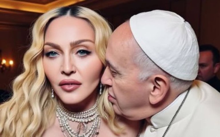 Madonna publica foto de IA abraçada e de 'chamego' ao papa Francisco
